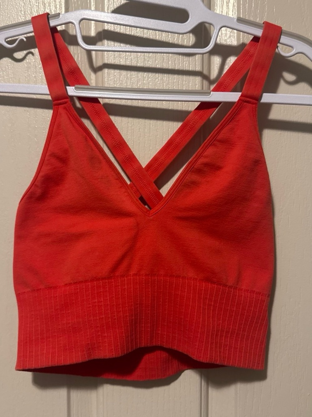 FP Movement by Free People Red Cross-Back V-Neck Seamless Sport Bralette